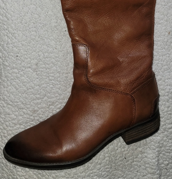 Sam Edelman Tall Riding Boots Brown Leather Low Block Heel Womens 8 - Picture 6 of 7